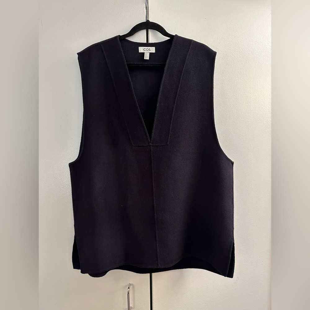 COS Women's Navy Felted Wool VEST Size 12